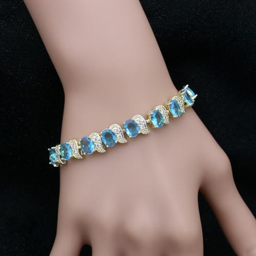Image of LMXXVJ Fashion Tennis Bracelet Created Emerald White Gold Plated Charm Bracelet Gifts Jewelry for Women