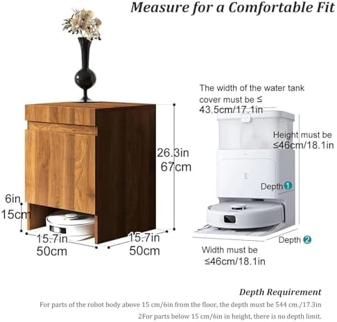 Robot Vacuum Storage Cabinet, Self-Emptying Sweeper Stand with Doors, Hidden Side Table for Robot Mop, Modern White Furniture Organizer, Space-Saving Design.