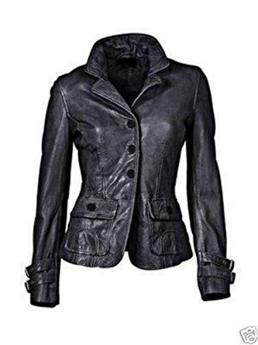brandMe Women's Leather Jacket Pure Soft Lambskin Peacoat Leather Blazer PC062
