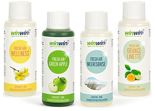 winwinCLEAN 4 x fresh AIR 100ml Raumluftdeo I Luftreinigungs-Konzentrat I Für Luftreiniger Air Purifier & Raumluftreiniger mit Wasserfilter I Entfernt Pollen Staub Tierhaare Schimmel etc.