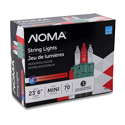 Noma Premium Mini LED Christmas Lights | 70 Red & Pure White String Lights | Indoor & Outdoor| 23.6-Foot Strand by Noma - Used condition - CA$20.42