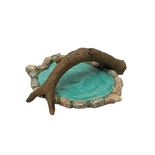 Treasure Gurus Miniature Stone Pond Log Branch Bridge Outdoor Fairy Garden Mini Dollhouse Landscape Decor