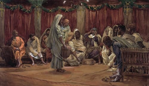 Cuadro decorativo de Jesús lava los pies a discípulos, pintura para salón 60x90cm