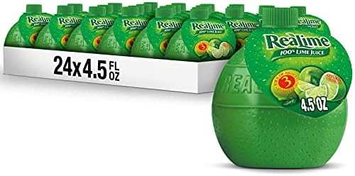 ReaLime 100% Lime Juice, 4.5 fl oz bottle (Pack of 24), Made with Lime Juice from Concentrate, Gluten-Free, Sodium Free, Perfect Mixer to add to Cocktails and Marinades