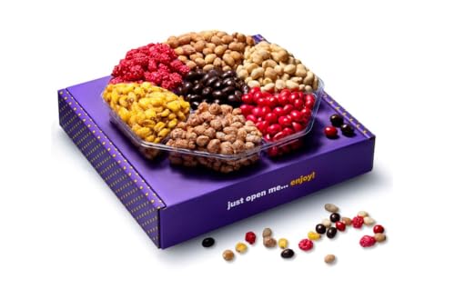 Holiday Party Basket - Gourmet Nuts and Chocolate Gift Tray, Holiday, Birthday Family Parties & Movie Night or as a Corporate Tray. 7 Sections (Nuts and Chocolate)