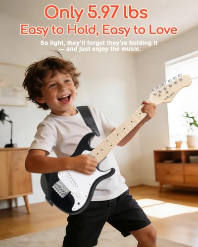 Image of UST-70 Kids Electric Guitar Beginner Kit with Amp, Ideal First Guitar for Starter, Lightweight 30 Inch Guitar for Boys and Girls, Fun Music Gift for Learning, Practice and Play at Home, Black