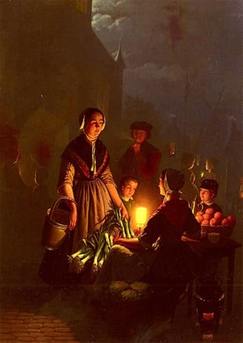 Le marché nocturne de Petrus Van Schendel Poster Toile Art Impression 60x90