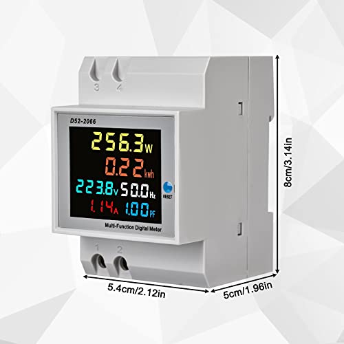 Stromzähler Hutschiene Wechselstromzähler Digitaler Energiezähler: Multifunktions Strommessgerät 6 in 1 AC40-300V 100A Wechselstromzähler KWh Zähler, Amperemeter Voltmeter Din, Geschlossenem Typ CT
