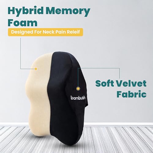 Image of 3-in-1 Car Neck Rest Pillow with Ultrasoft Memory Foam for Neck, Superior Neck Support Cushion, Relieves Neck Pain, Head Rest Pillow for Car with Washable Cover, Black