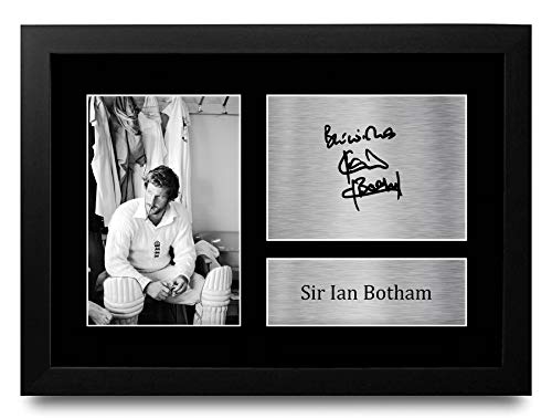 Image of HWC Trading FR A4 Sir Ian Botham Gifts Printed Signed Autograph Picture for Cricket Memorabilia Fans - A4 Framed