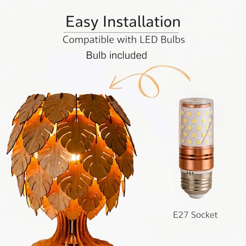 Image of Handcrafted Wooden Table Lamp, Minimalist Lighting for Bedroom, Living Room & Office, Eco-Friendly Desk Lamp,Rustic Home Decor Accent Light (Pineapple) Bulb Included