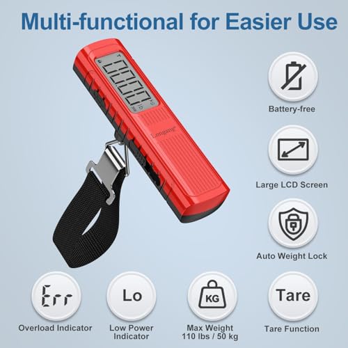 Battery-Free Handheld Luggage Scale, 110lbs/50kg Portable Digital Hanging Scale for Luggages, Suitcases, Backpacks & Bags, Easy Weighing for Travel, No Need Batteries4