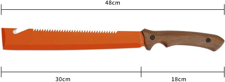 19" Heavy Duty Machete with Saw Orange, Professional Grade All-Purpose Machete for Cutting Trees, Yard Work, Land Clearing, Brush Clearing and Camping