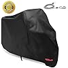Bâche de Protection pour Moto – étanche 210D Oxford Housse ​de Protection Anti-poussière pour Moto avec Sac de Rangement en Trou de Serrure – Noir (220 x 95 x 110 cm)