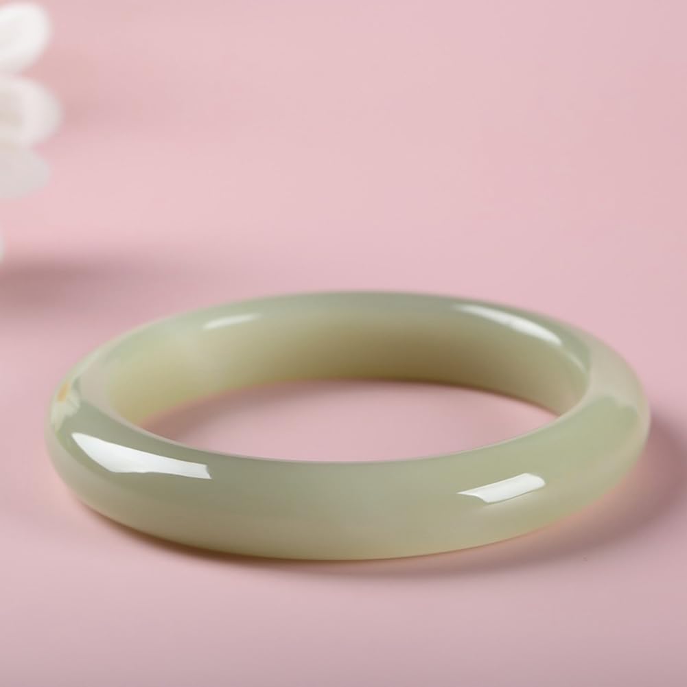 Bracciale rigido in vera giadeite bianca per donna Braccialetti con pietre preziose naturali per ragazze Braccialetti Regali di buona fortuna