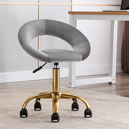 Duhome Swivel Rolling Chair, Velvet Home Office Chair Adjustable Hydraulic With Backrest For Salon Tattoo Office Massage Medical Facial Spa, Grey #TOP5