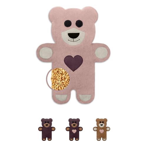 LESCHI Bolsa Semillas Microondas de 100% Algodón y Trigo Orgánicos, Saco de Semillas con Funda Lavable, Saco Térmico de Semillas para Dolores Menstruales, Cólicos y Dolor Abdominal, Oso Teddy rosa