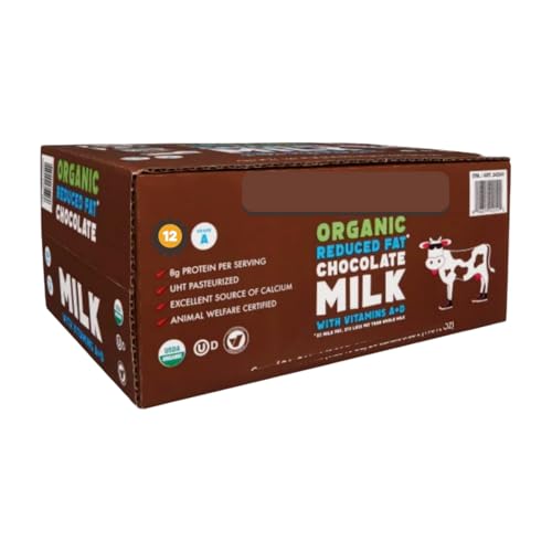 Organic Reduced Fat Chocolate Milk, 8g Protein, 12-Count Single Serve Bottles, 8.25 fl oz, USDA Organic, Lactose Free