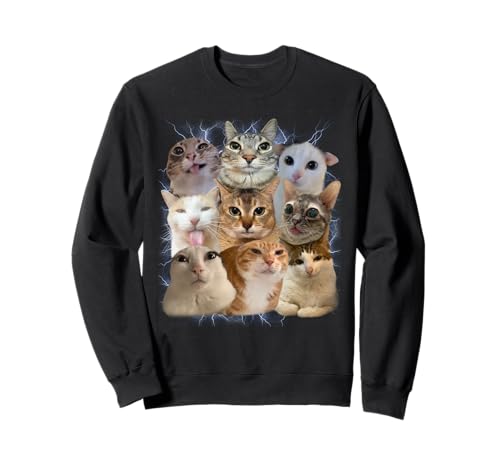 Famous Cats Meme Funny Cat Brainrot Meme Bootleg Gen Z Alpha Sweatshirt