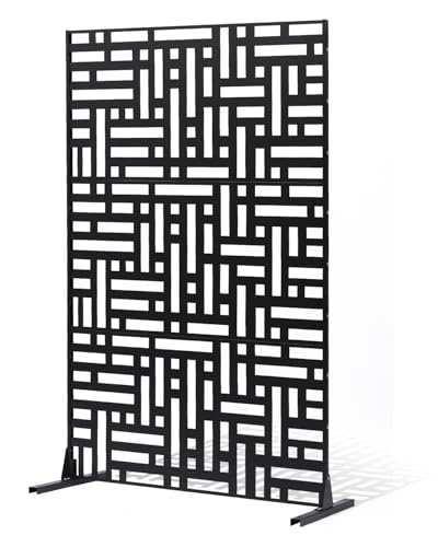 VEVOR Paravent, 120x50,8x193 cm, Sichtschutz für den Außenbereich, freistehende Trennwand mit Ständer, dekorativer Raumteiler aus Stahl für Balkon, Terrasse, Innenbereich, Whirlpool, Schwarz