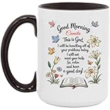 UberRealms Personalized Good Morning This Is God Mug with Name Christian Floral Coffee Cup Gift for Women Men