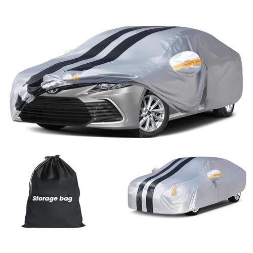 Multi-Layer Car Cover Custom Fit for Toyota Camry(1998-2026), 100% Waterproof All Weather for Automobiles, Gift with Towel, Heavy Duty Car Covers for Rain Sun UV Protection with Door Zipper by Tozaroa - Used condition - US$67.12