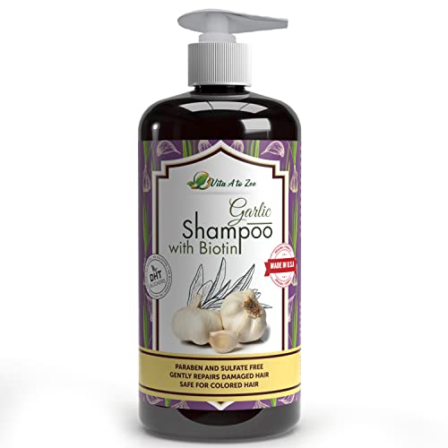 Vita A to Zee Garlic Hair Shampoo with Anti DHT Blocker Garlic Natural Hair Treatment for Hair Growth Thickening Loss Thinning & Itchy Scalp Sulfate & Paraben Free Cruelty Free & Vegan