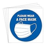 dealzEpic - Please Wear a Face Mask Sign Sticker - Self Adhesive Peel and Stick Waterproof Warning Vinyl Decal - 3.94 inches in Diameter | Pack of 4 Pcs