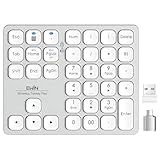 Ewin テンキー Bluetooth/2.4G接続 ワイヤレス数字キーボード Bluetoothキーボード 2台まで接続 超薄型 numlock連動 Type-C充電 37キー 日本語対応 iOS iPadOS Mac Windows Androidに対応 銀白