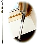 WinHux Telescopic Aluminium Window Pole 1.2-3.0m Extendable Long-Reach Button-Lock Opener Rod for Skylight Roof Windows & Blinds, Non-Slip Hook, Compatible with Velux GGL GGU, Keylite, Fakro, Rooflite