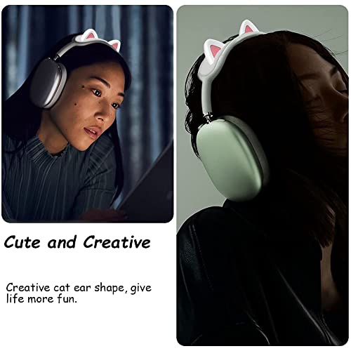 Yingbei Etui kompatybilne z Airpods Max, urocze, kreatywne, zabawne, w kształcie kocich uszu, odporne na zarysowania, etui ochronne (białe)