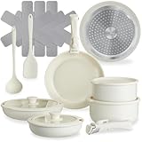 tectake® Batterie de cuisine 16 pcs, 2 Casseroles, 3...