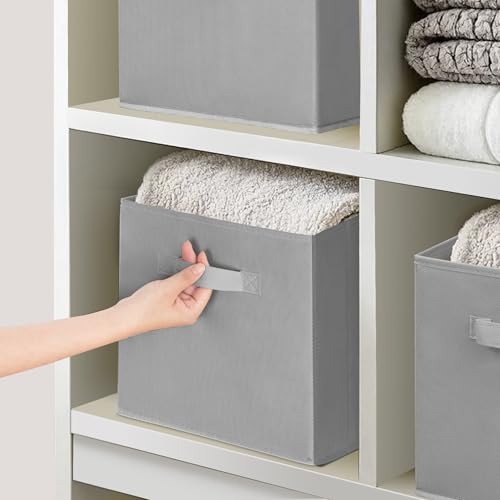 STORAGEIDEAS 11 Inch Fabric Storage Cubes, Sturdy Foldable Storage Bins, Heavy Duty Cube Organizer for Clothes, Blankets, Shelves, Closets, Bedroom, Living Room, Gray, 9 Pack by STORAGEIDEAS - Image 5