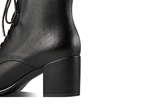 TinaCus Women's Handmade Genuine Leather Selftie Side Zip Up Block Heel Round Toe Cool Ankle Boots4