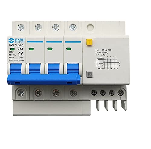 Lot de 10 disjoncteurs 4P DZ47LE-63 AC400V - Isolation haute durabilité pour tableau triphasé