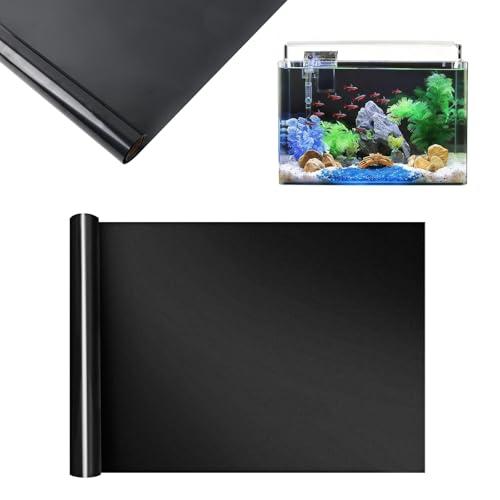 CHENGCKJ Statisch Haftender Aquariumhintergrund 40x400cm Aquarium Folie Rückwand Schwarzer Aquarium Rückwandfolie mit Kleber Selbstklebend Hintergrund für Aquarien Terrarium