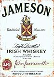 Plaque en métal pour bar à whisky irlandais Jameson - Pour homme grotte - Grand format A4 (200 x 280 mm)