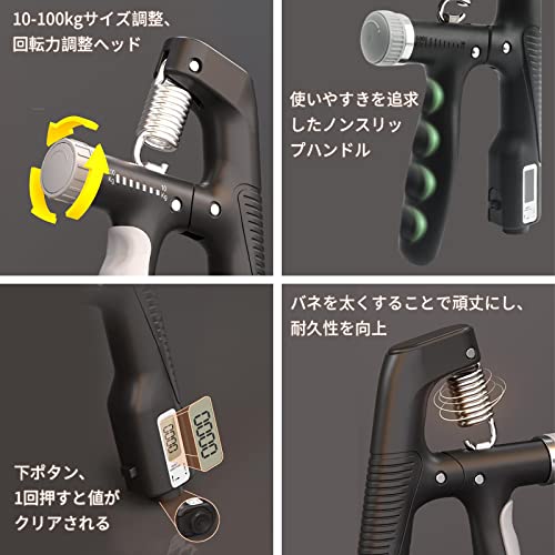 GreenGee 握力増強器 エクササイズ 握力グリッパー カウンター付き 10-100kg 負荷調整可能 ハンドグリッパー ストレス解消 テニス 野球 握力強化訓練 握りやすい 滑りづらい 男女兼用 ポリプロピレン 5枚目