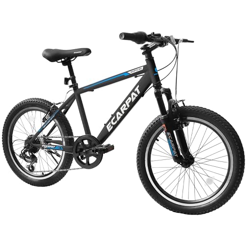 Rycheer Ecarpat 20 inch Kids Mountain Bike for Boys Girls 7-15 Years Old, All Terrain Mountain Bikes 7-Speed with Mechanical Disc Brakes Front Suspension, Mountain Bicycle Gift for Boys and Girls