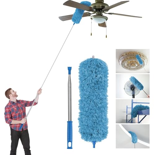 Vicloon Plumeau Poussière, Plumeau Télescopique Microfibre avec Poignée en Acier Inoxydable Plumeaus Lavable Parfait pour Éliminer la Poussière chez Vous...