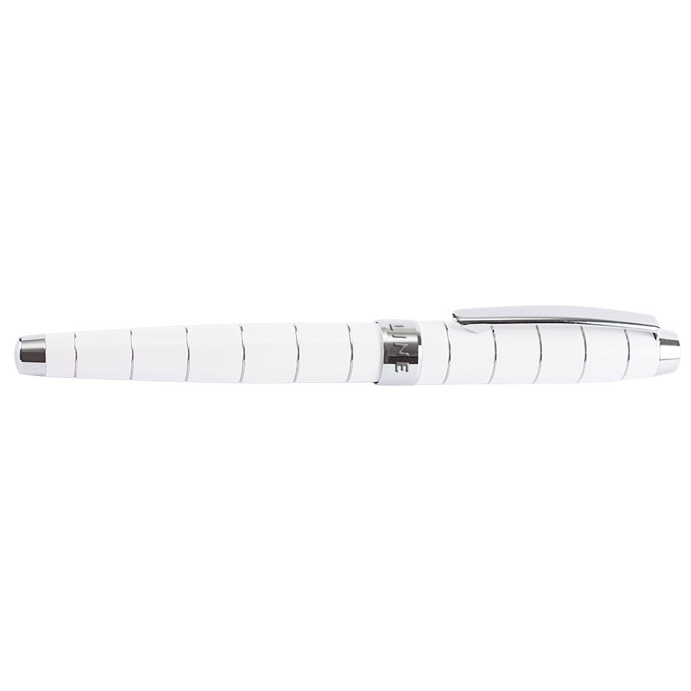 ONLINE Geschenkset mit Metall-Füllhalter und Drehkugelschreiber Lined White, inkl. Echtleder-Etui,in zeitlosem Design