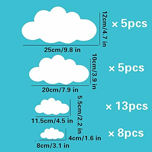 31Pcs Clouds Wall Stickers, Mixing Size Cloud Deacl for Kids Bedroom Decor DIY Home Vinyl Clouds Decals Sticker Mural Baby Nursery Room Wallpaper Art Decoration Poster