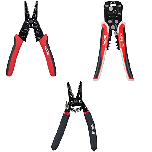 WGGE WG-015 Professional 8-inch Wire Stripper AND WGGE WG-014 Self-Adjusting Insulation Wire Stripper. For stripping wire from AWG 10-24 AND WGGE WG-013 Wire Stripper and Cutter 7'',Cuts, strips wire