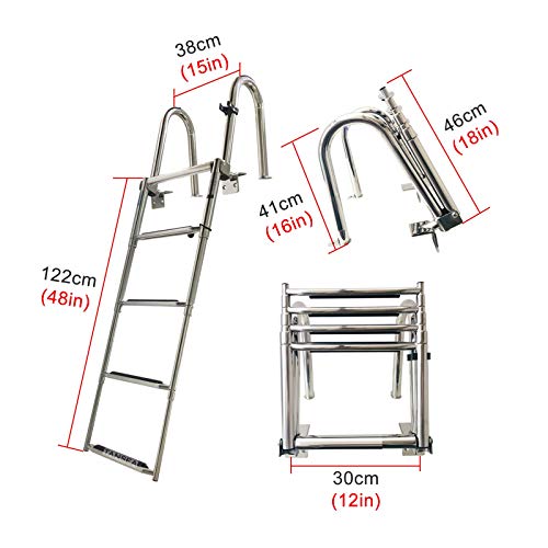 Escalera de piscina retráctil de acero inoxidable 4 peldaños miniatura 4
