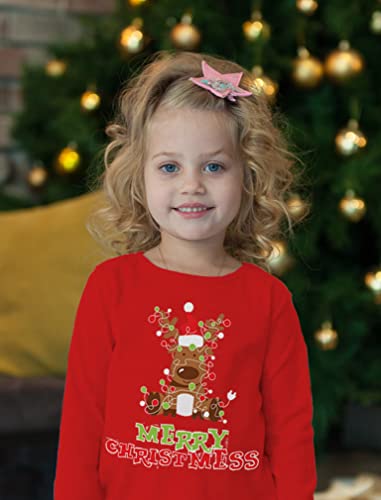 Tstars Merry Chirstmess Cute Reindeer Xmas Lights Toddler Kids Long Sleeve T-Shirt2