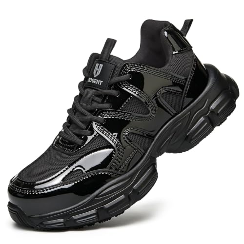 Image of Hogent Steel Toe Shoes for Men Women, Wide & Non-Slip Work Shoes