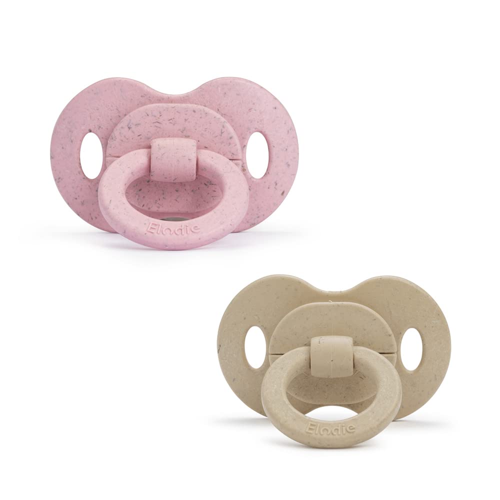 Elodie Details Baby Bamboo Soother - Dummy from 3 Months Old - Orthodontic Suction Part in Silicone - Candy Pink/Pure Khaki
