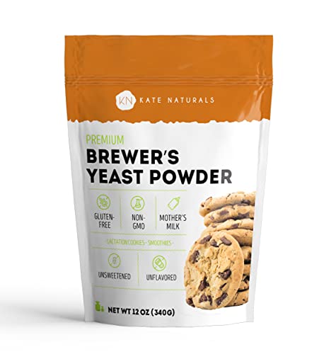 Image of Kate Naturals Brewers Yeast Powder for Lactation to Boost Mother's Milk Brewer's Yeast Powder for Lactation Cookies. Gluten Free & Non-GMO Lactation Supplement. Edible for Dogs & Ducks (12oz)
