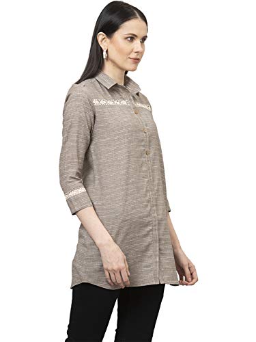 Image of Selvia Women's Regular Fit Dress Shirt (137TKR2732-M Grey M)