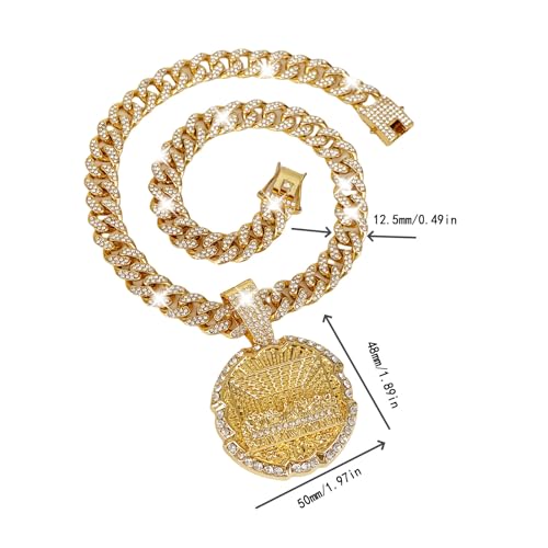 Hip-hop Cuban Chain, Rhinestone Pendant Necklace Jewelry For Men，Men's Fashion Jewelry，Women's Jewelry3